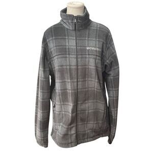 Columbia Sportswear Medium Gray Plaid Full-Zip Rugged Hiking Walking‎ Jacket